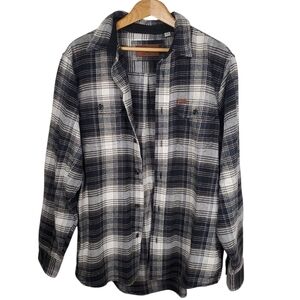 Orvis Men's Black and White Plaid Flannel Shacket. MED.  0158